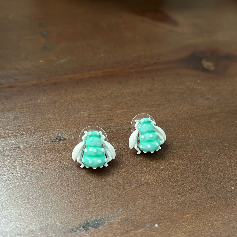Betsey Johnson Blue Green Bug Earrings